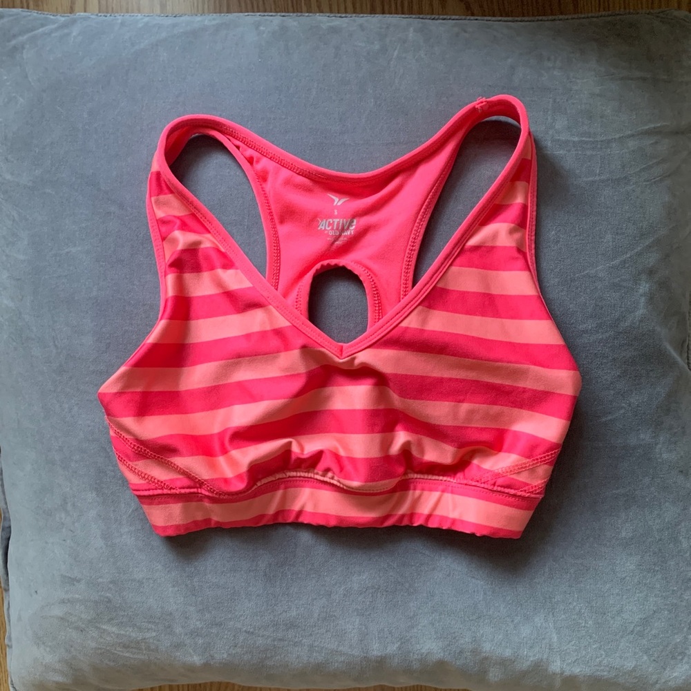 Pink 💕 striped Y2K Sports Bra